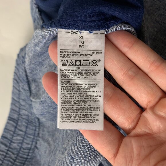 Old Navy Blue Chambray Linen Blend Tapered Straight Leg Pant XL - Picture 5 of 7